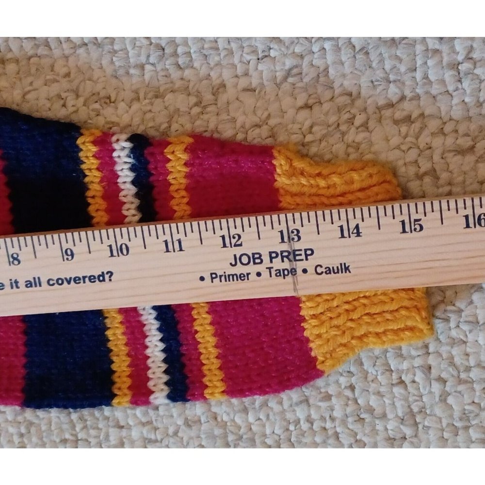 Handknit Unisex Crew Neck Sweater Multicolor Horiz. Strps School Casual READ - Picture 2 of 4